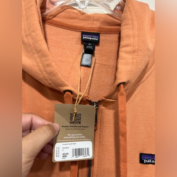 Patagonia Women's XL Ahnya Full-Zip Hoodie Sweatshirt Orange Rock Melon NWT Cozy - Picture 9 of 13